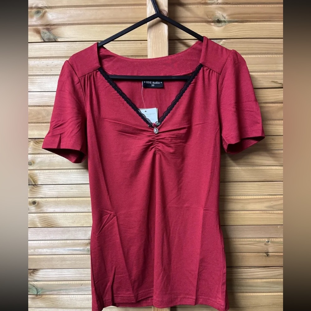 Vive Maria NWT Coquette Milkmaid Top Rosary Mother Mary Charm Size XS/S